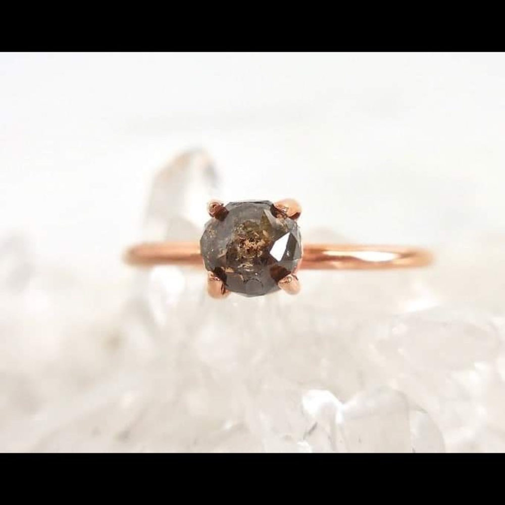 Round Rose Cut Chocolate Natural Diamond Ring by Jewelluxe - Picture 8 of 10